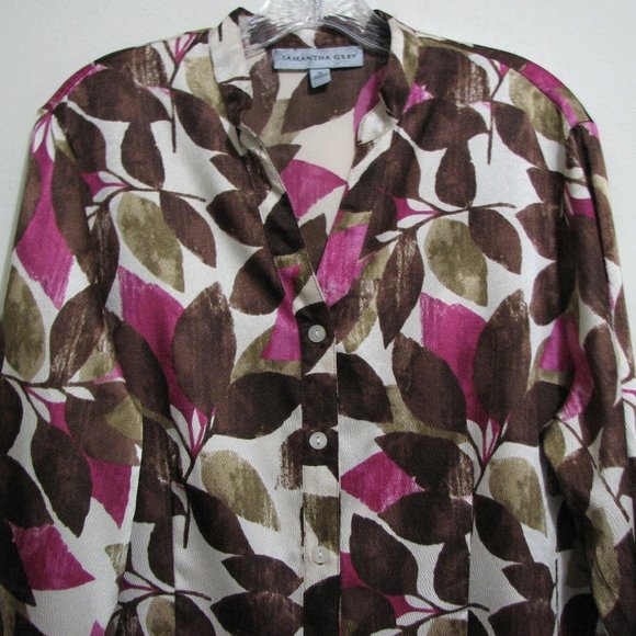 Samantha Gray Size 14 Magenta Brown Blouse Shirt - Picture 3 of 4